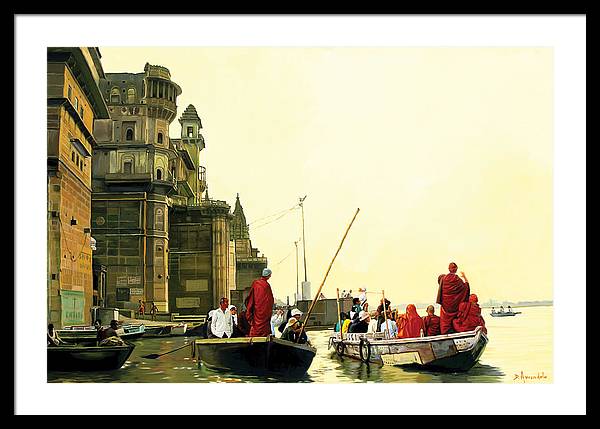 Monks In Varanasi - Framed Print