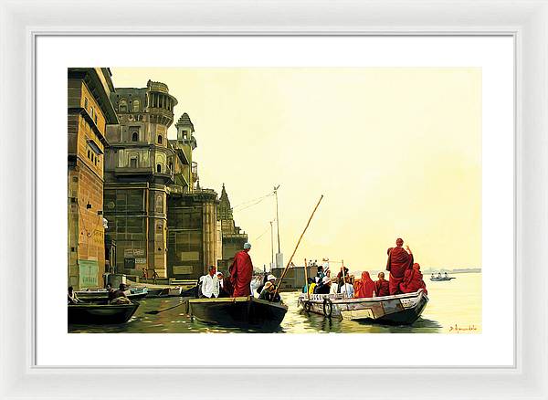 Monks In Varanasi - Framed Print