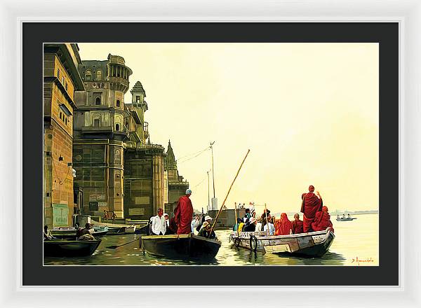 Monks In Varanasi - Framed Print