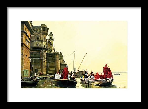 Monks In Varanasi - Framed Print