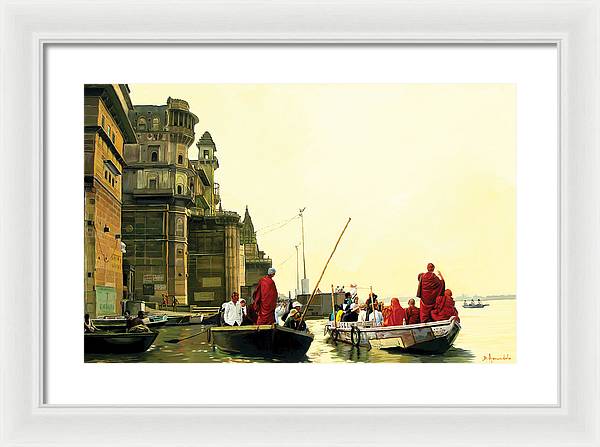 Monks In Varanasi - Framed Print