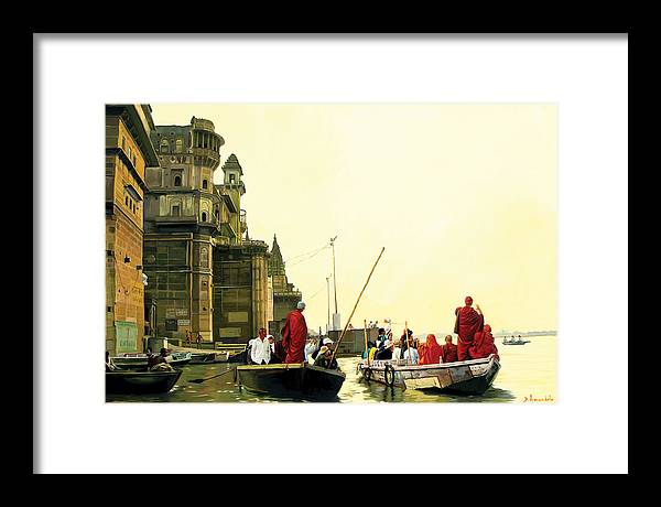 Monks In Varanasi - Framed Print