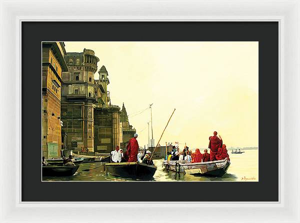 Monks In Varanasi - Framed Print