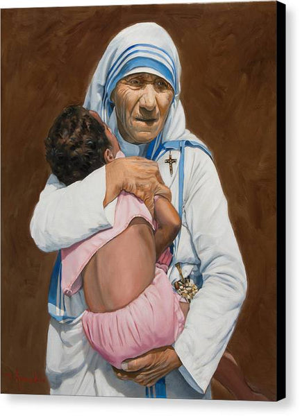 Mother Teresa holding a child - Canvas Print
