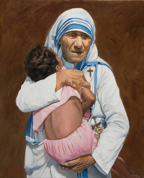 Mother Teresa holding a child - Art Print