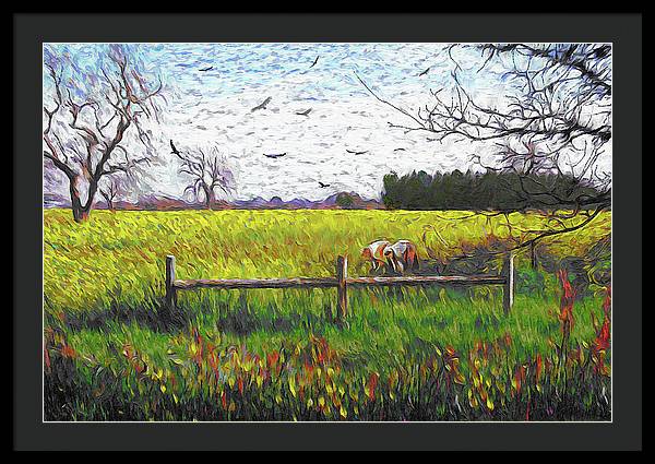 Mustard Field Van Gogh Style - Framed Print