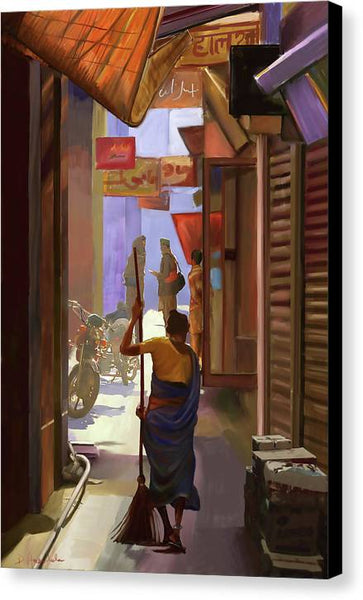 Narrow Street in India - Canvas Print