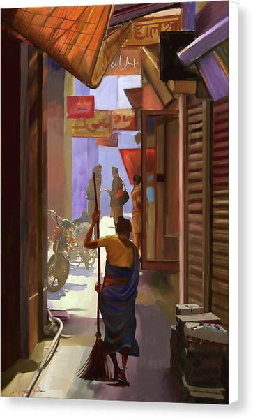Narrow Street in India - Canvas Print