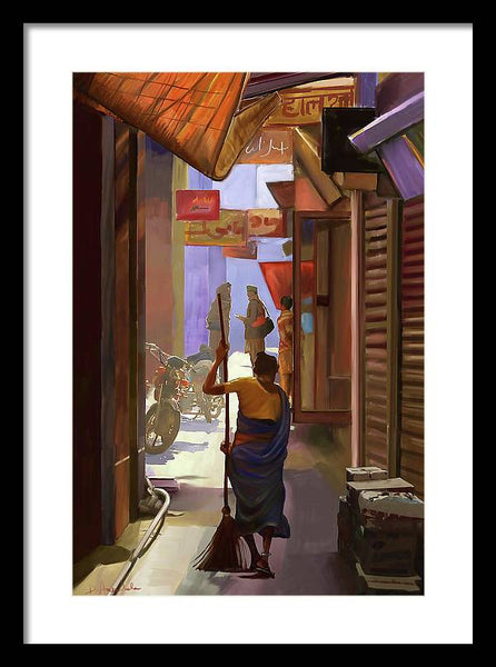 Narrow Street in India - Framed Print