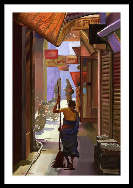 Narrow Street in India - Framed Print