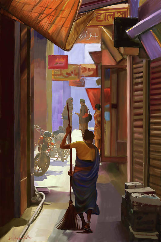 Narrow Street in India - Art Print