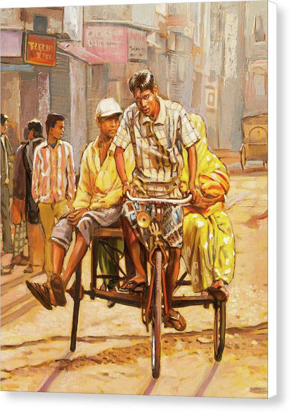 North India Street Scene  Detail View - Canvas Print