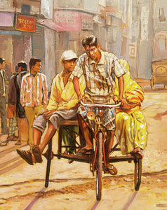 North India Street Scene  Detail View - Art Print