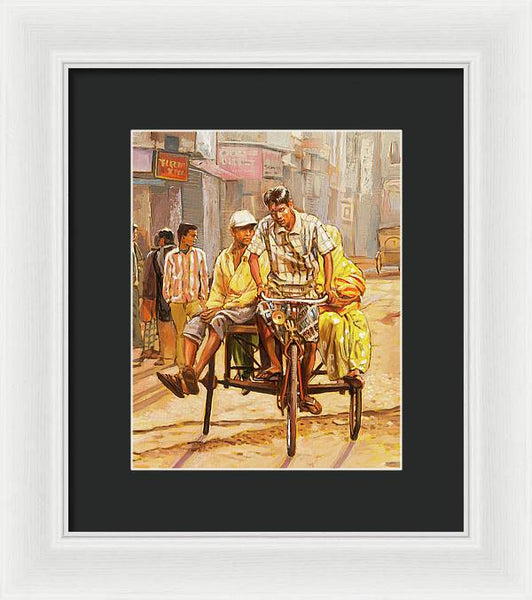 North India Street Scene  Detail View - Framed Print