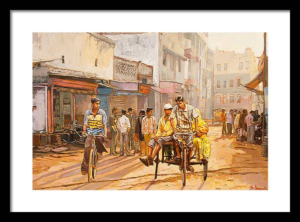 North India Street Scene - Framed Print