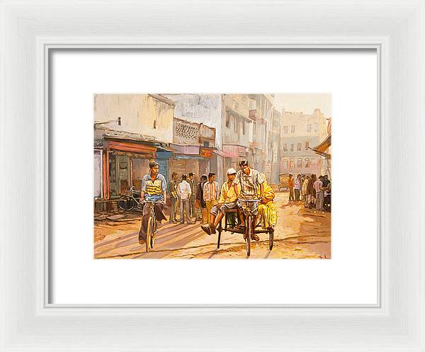 North India Street Scene - Framed Print