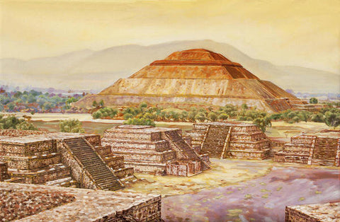 Pyramids At Teotihuacan - Art Print