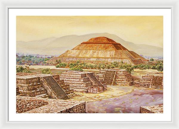 Pyramids At Teotihuacan - Framed Print