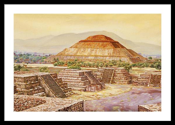 Pyramids At Teotihuacan - Framed Print