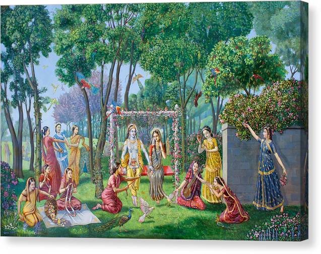 Radha Krishna on the swing - Canvas Print