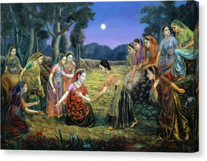 Radha Lamenting With The Gopis - Canvas Print