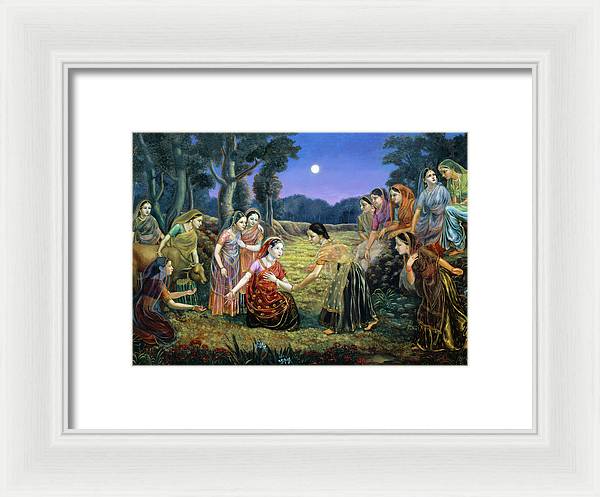 Radha Lamenting With The Gopis - Framed Print