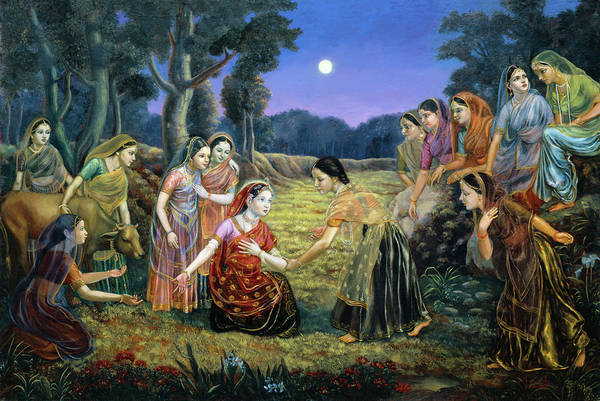 Radha Lamenting With The Gopis - Art Print