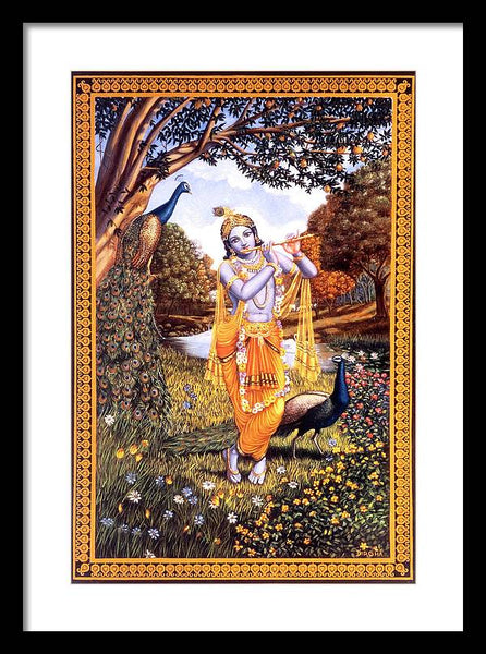 Raman Playing The Flute - Framed Print