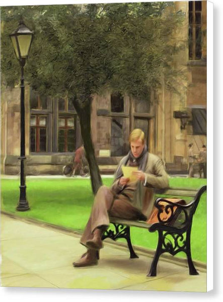 Reading a Letter on a Bench - Canvas Print