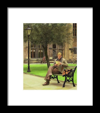 Reading a Letter on a Bench - Framed Print