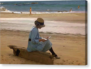 Reading a letter on the beach - Canvas Print