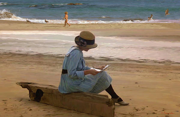 Reading a letter on the beach - Art Print