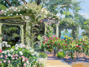 Rose Garden With Pergolas  - Art Print
