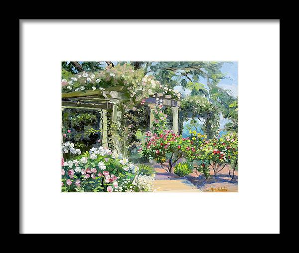 Rose Garden With Pergolas  - Framed Print