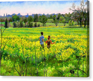 Running In The Mustard Field - Canvas Print