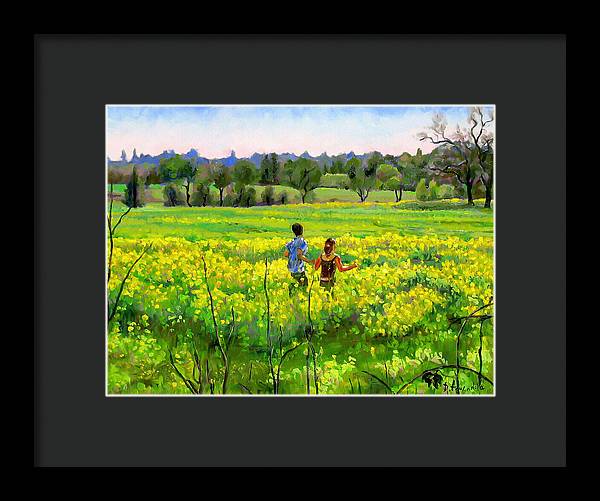 Running In The Mustard Field - Framed Print