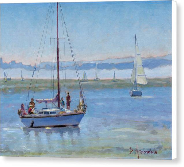 Sailboat Coming To Port - Canvas Print