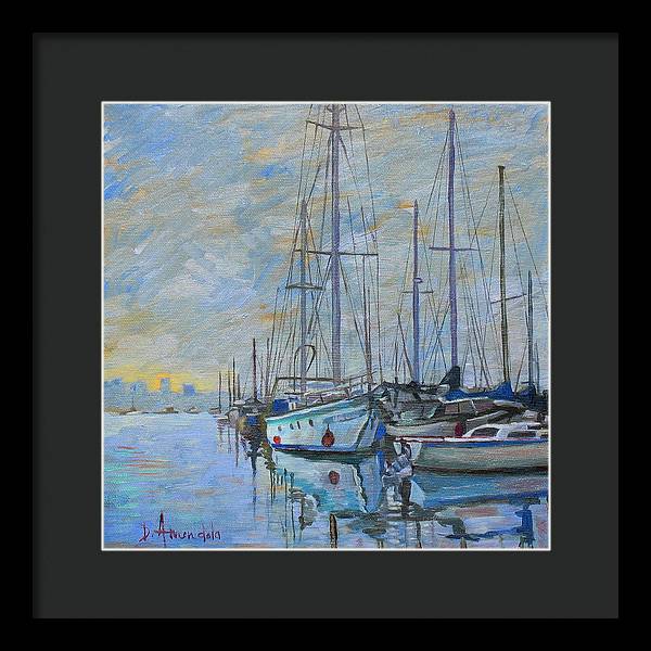Sailboat In The Evening Fog - Framed Print