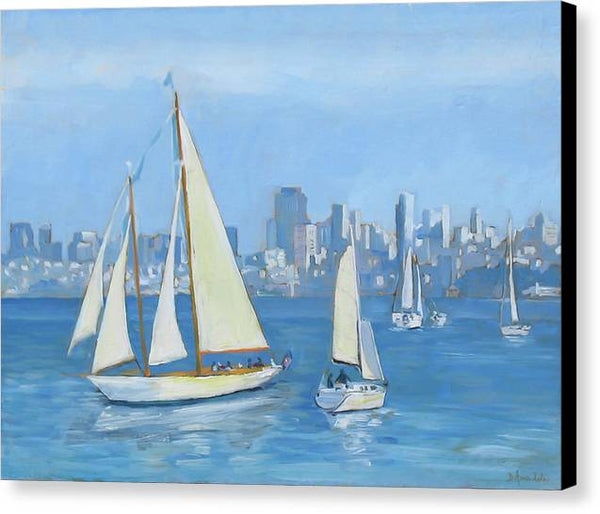 Sailboats In Sausalito - Canvas Print