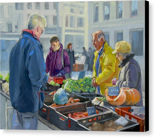 Selling Vegetables In The Market - Canvas Print