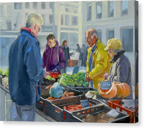 Selling Vegetables In The Market - Canvas Print