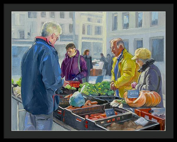 Selling Vegetables In The Market - Framed Print