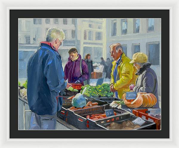 Selling Vegetables In The Market - Framed Print