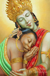 Sri Ram Embracing Hanuman - Art Print