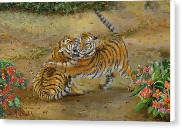 Tiger Cubs At Play - Canvas Print