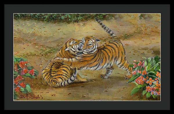 Tiger Cubs At Play - Framed Print