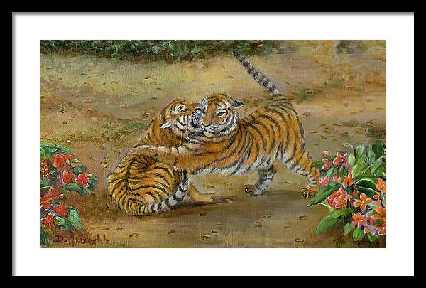 Tiger Cubs At Play - Framed Print