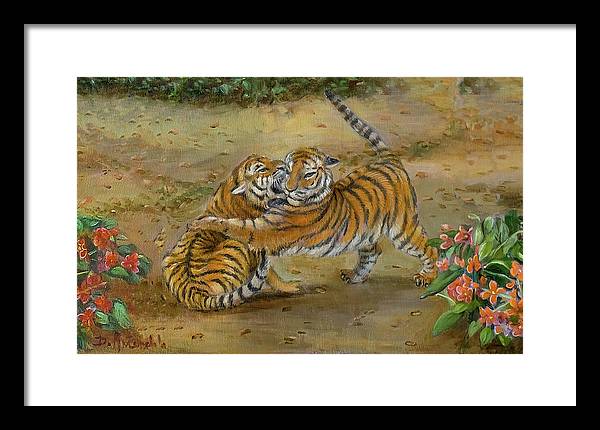 Tiger Cubs At Play - Framed Print