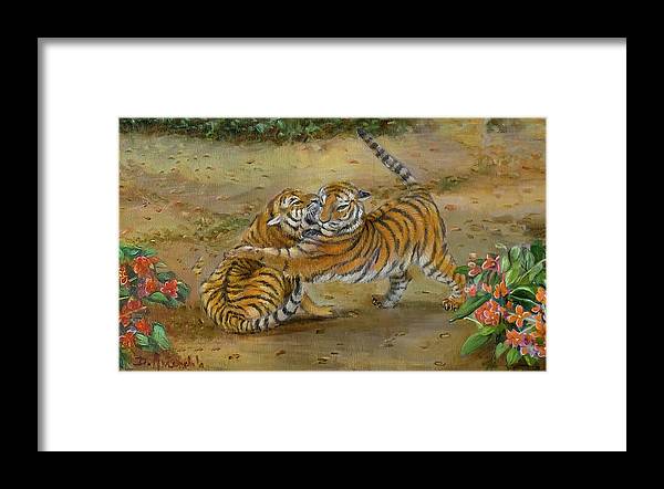 Tiger Cubs At Play - Framed Print