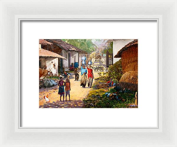 Village Scene In India - Framed Print